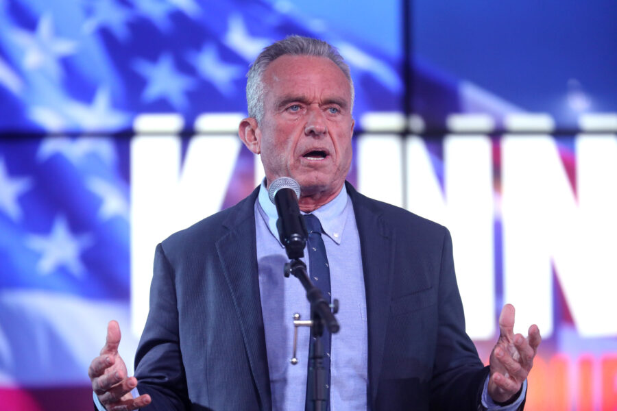 Robert F. Kennedy, Jr. speaking with supporters at a campaign rally at Legends Event Center in Phoenix, Arizona. (Photo by Gage Skidmore CC BY-SA 2.0)